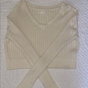 Aeropostale Cream V-Neck Sweater